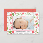 ピンクのフローラの花束 – 3x5生誕発表 案内状 (正面/裏面)