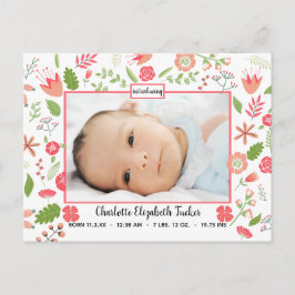 ピンクのフローラの花束 – Birth Announcementはがき 案内ポストカード