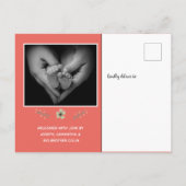ピンクのフローラの花束 – Birth Announcementはがき 案内ポストカード (裏面)