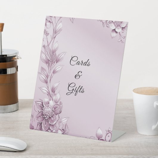 ピンクのフローラの葉のテーブルトップシンボルや象徴 台座サイン (インサイチュ)