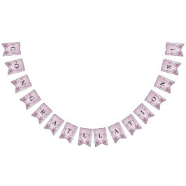 ピンクのフローラの葉のバンティング国旗 バンティングフラッグ