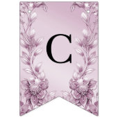 ピンクのフローラの葉のバンティング国旗 バンティングフラッグ (第1の旗)