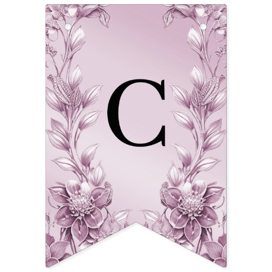 ピンクのフローラの葉のバンティング国旗 バンティングフラッグ (第1の旗)