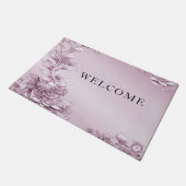 ピンクのフローラの葉の書式 ドアマット (アングル)