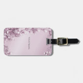 ピンクのフローラの葉の荷物タグ ラゲッジタグ (正面横)