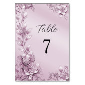 ピンクのフローラの葉の表の番号 テーブルナンバー (正面)