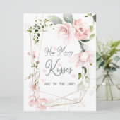 ピンクのフローラの葉びんのキス数 招待状 (スタンド正面)