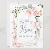 ピンクのフローラの葉びんのキス数 招待状 (正面)