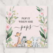 ピンクのフローラの葉サファリポップ・アートのItベビーシャワー フェイバータグ (裏面)