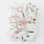 ピンクのフローラの葉ハミングバード ラッピングペーパーシート (インサイチュ)
