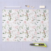 ピンクのフローラの葉ハミングバード 薄葉紙 (クラフト)