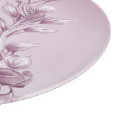 ピンクのフローラの葉切り板 カッティングボード (角)