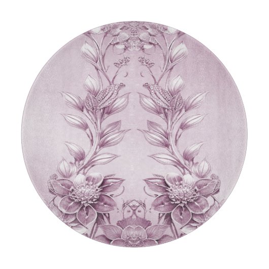 ピンクのフローラの葉切り板 カッティングボード (正面)