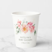 ピンクのフローラの赤ちゃんシャワー 紙コップ (正面)