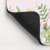 ピンクのフローラの野パーソナライズされた花 マウスパッド (コーナー)