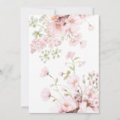 ピンクのフローラの野生の花のベビー開花の赤ちゃんシャワー 招待状 (裏面)