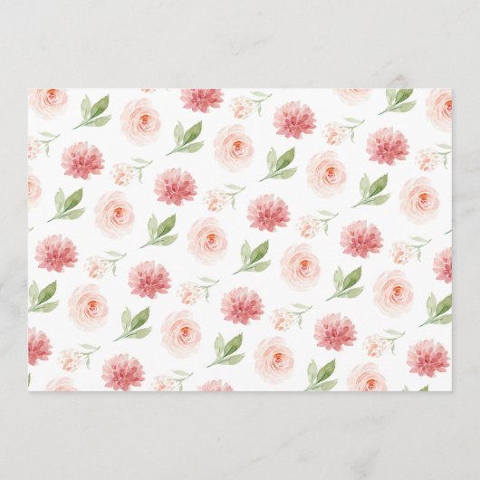 ピンクのフローラの願いとアドバイスの赤ちゃんシャワー アドバイスカード (裏面)