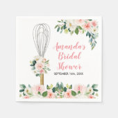 ピンクのフローラはすぐにウィスクされる遠くにブライダルシャワー スタンダードカクテルナプキン (正面)