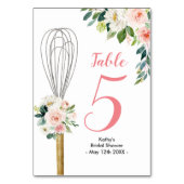 ピンクのフローラはすぐにウィスクされる遠くにブライダルシャワー テーブルナンバー (裏面)