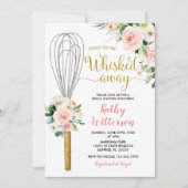 ピンクのフローラはすぐにウィスクされる遠くにブライダルシャワー 招待状 (正面)