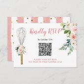 ピンクのフローラはすぐにウィスク遠くにRsvpカード サンキューカード (正面/裏面)