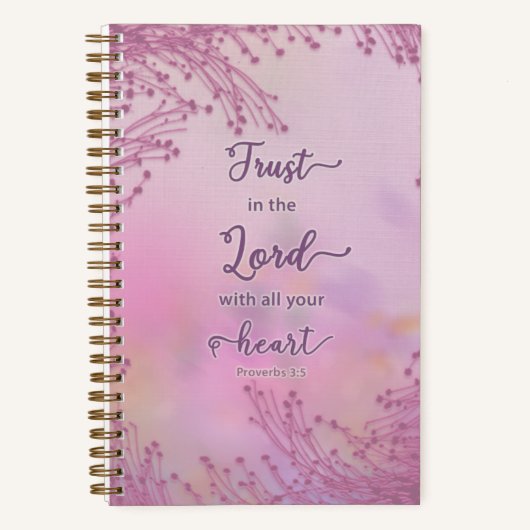 ピンクのフローラは主の祈りの言葉ジャーナルに信頼 ノートブック (正面)