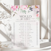 ピンクのフローラは彼女はむしろブライダルシャワーゲーム