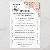 ピンクのフローラは彼女はむしろ赤ちゃんシャワーゲームカード チラシ (正面)