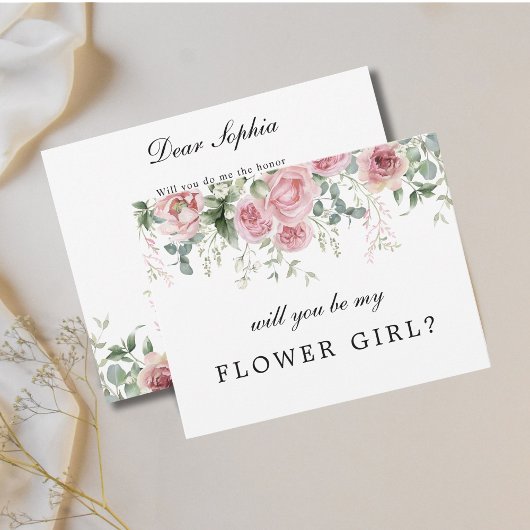 ピンクのフローラは私の花の女の子結婚の 招待状