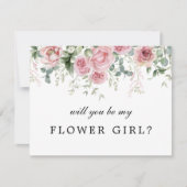 ピンクのフローラは私の花の女の子結婚の 招待状 (正面)