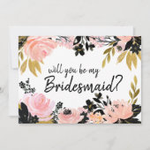 ピンクのフローラは私の花嫁カードになる 招待状 (正面)