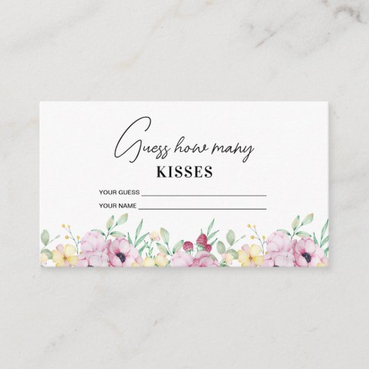 ピンクのフローラは、いくつのキスブライダルゲームを推測 エンクロージャーカード (正面)