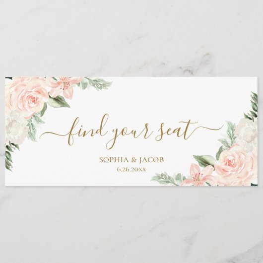 ピンクのフローラぶら下がったの座席表のウェルカムヘッダー (裏面)