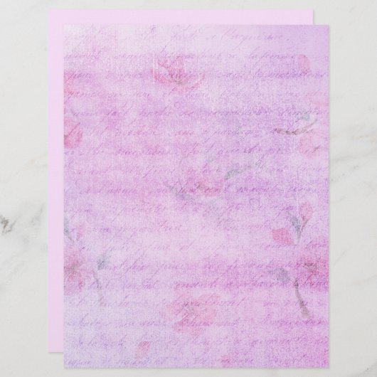 ピンクのフローラみすぼらしいシックなスクラップブックエフェメラ (正面/裏面)