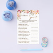 ピンクのフローラを見つけるゲストブライダルシャワーゲームカード チラシ (シングル)