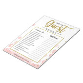 ピンクのフローラを見つけるゲストブライダルシャワーゲーム ノートパッド (アングル)