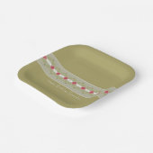 ピンクのフローラアクセント付き正方形 ペーパープレート (傾斜あり)