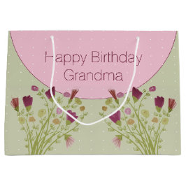 ピンクのフローラアクセント ラージペーパーバッグ