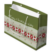 ピンクのフローラアクセント ラージペーパーバッグ (正面アングル)