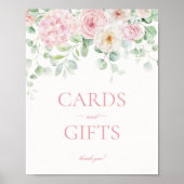 ピンクのフローラアジサイの植物カード&ギフトサイン ポスター (正面)