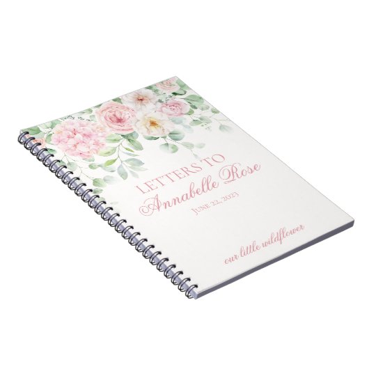 ピンクのフローラアジサイ文字から誕生日文字 ノートブック (右側)