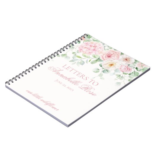 ピンクのフローラアジサイ文字から誕生日文字 ノートブック (左側)