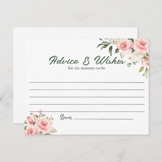 ピンクのフローラアドバイスとウィッシュズカード エンクロージャーカード (正面/裏面)