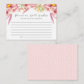 ピンクのフローラアドバイスまたはウェルウィッシュブライダルシャワー アドバイスカード (正面/裏面)
