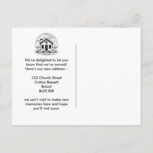 ピンクのフローラアドレスのエレガント変更の新しいホーム 案内ポストカード (裏面)