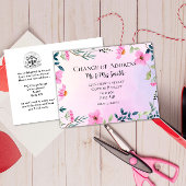 ピンクのフローラアドレスのエレガント変更の新しいホーム 案内ポストカード