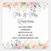 ピンクのフローラアドレスのステッカーの変更 スクエアシール (正面)