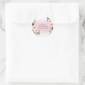 ピンクのフローラアドレスの戻り値ラベル ラウンドシール (バッグ)