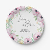 ピンクのフローラアネモネラブは開花ブライダルシャワー ペーパープレート (正面)