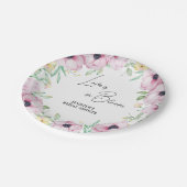 ピンクのフローラアネモネラブは開花ブライダルシャワー ペーパープレート (アングル)